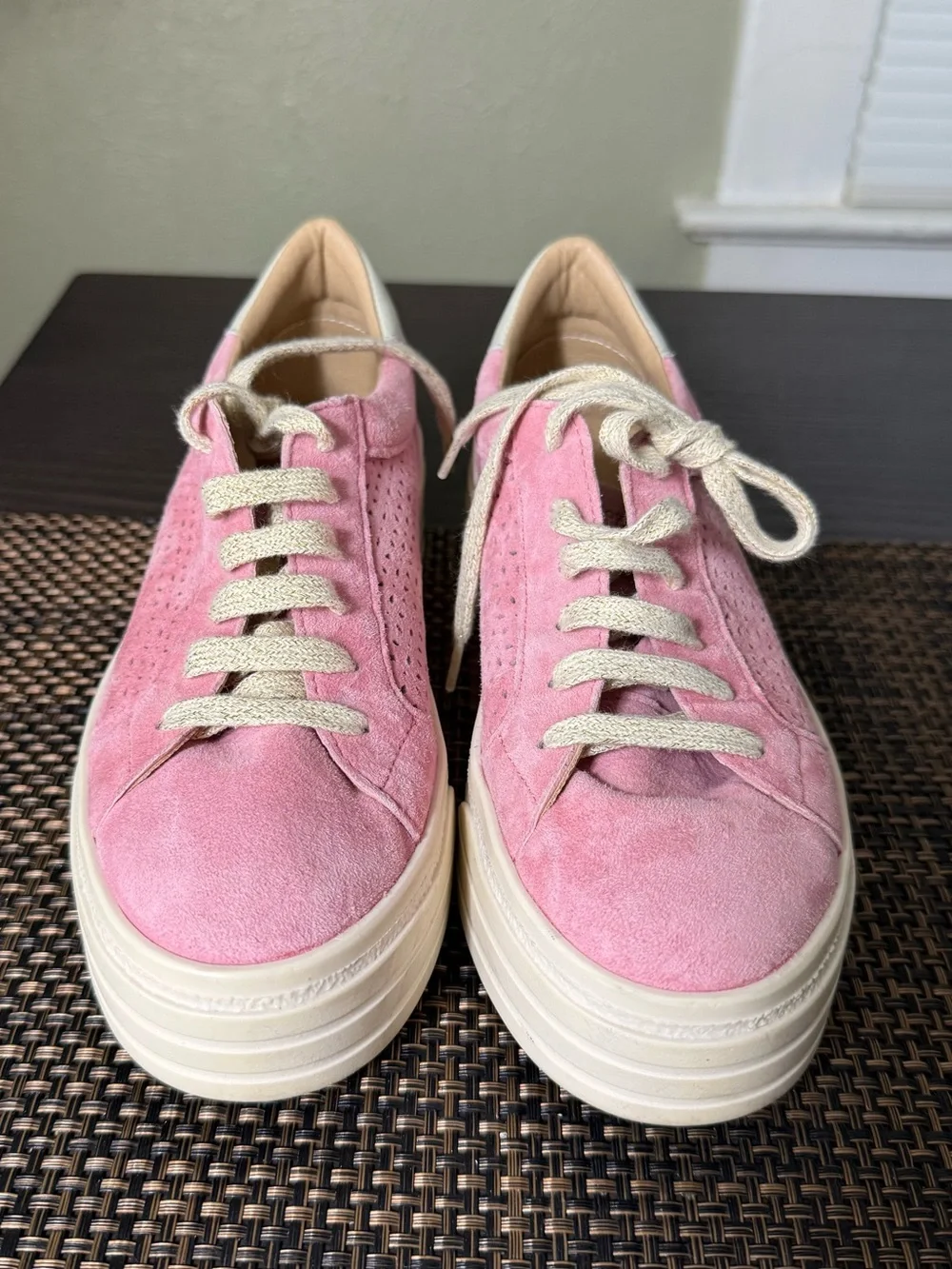 Bos. & Co. Pink Suede Platform Sneaker with Cream Sole